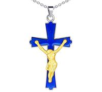 Yumilok Kette Damen Herren Halskette aus Edelstahl mit Anhänger Kreuz Jesus Thermo Stimmung Farbwechsel für Sie Frau Mann