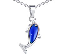 Yumilok Kette Damen Herren Männer Halskette Edelstahl mit Anhänger Delphin Thermo Stimmung Farbwechsel für Sie Frau