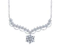 Yumilok Kette Damen Mossanite 925 Sterling Silber Halskette Spitzen V Form Anhänger Holen Zirkonia Anhänger Braut Schmuck Geschenke für frauen Hochzeitstag
