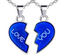 Yumilok Kette mit Puzzle Anhänger Damen Halskette aus Edelstahl Pärchen Herz Thermo Stimmung Farbwechsel für Liebe Paare Damen