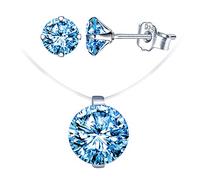 Yumilok Kette Schmuck Set mit Blau Zirkonia aus 926 Sterling Silber für Damen und Frauen