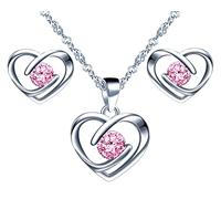 Yumilok Kette und Ohrringe Set,925 Silber Halskette & Ohrringe Set,Schmuck Set,Silber Schmuckset Damen 925,Schlüsselbein Halskette 925 Sterling Silber