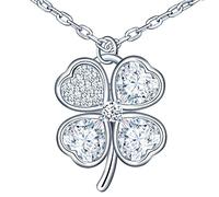 Yumilok Lovely 925 Sterling Silber Halskette Damen mit Klee Anhänger Zirkonia Damen Halskette Kette für Damen Kinder
