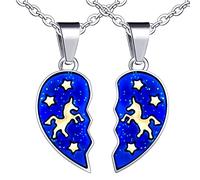 Yumilok Mann Kette Damen Halskette Edelstahl Pärchen mit Herz Puzzle Anhänger Thermo Stimmung Farbwechsel für Paare Damen Herren Liebhaber