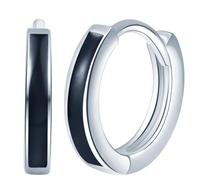 Yumilok Minimalistische schwarz Ohrringe klein Creolen Damen Ohrringe aus 925 Sterling silber Für Frauen