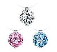 Yumilok Mode Damen Halskette Transparente Angelschnur Halskette Zirkon Clavicle Kette Kristall Weiß Blau Rose mit Anhänger Meerjungfrau Tränen Schmuck Set für Frauen Mädchen