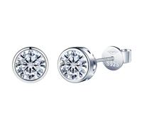 Yumilok Ohrringe Damen Silber 925 - Ohrstecker für Damen 1 Karat Moissanit Diamant VVS1 Reinheit D Farbe Runde Herz mit Geschenkbox für Frauen