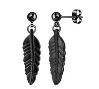 Yumilok Ohrringe Herren Edelstahl Damen Ohrstecker Feder Ohrhänger Creolen Tropfen Baumeln Ohrringe Punk Ohrschmuck