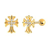 Yumilok Ohrringe Herren Edelstahl Zirkonia Punk Gotik Kreuz Ohrstecker für Damen Herren Helix Piercings Ohrknorpel Huggie