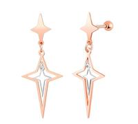 Yumilok Ohrstecker Damen Viereckiger Stern Herren Damen Edelstahl Gestüt Ohrringe Punk Rock rosegold Schraube Barbell