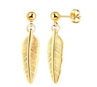 Yumilok Ohrstecker für Damen Herren Ohrringe Edelstahl Feder Ohrhänger Huggie Ohrknorpel Piercing Tropfen Baumeln Ohrringe Punk Ohrschmuck