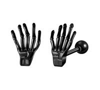 Yumilok Ohrstecker Herren Damen Gestüt Ohrringe Edelstahl Skelett Hand Ohrschmuck Rock Punk Creolen Huggie Ohr Manschette Ohrringe Ohrstecker