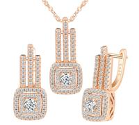 Yumilok Quadratisch Micro Pave Zirconia Ohrringe Creolen Ohrringe Damen 925er-Sterling Silber Halskette Damen mit Anhänger Set Roségold