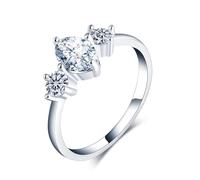 Yumilok Ringe für Damen Trauringe Silber - Damenring Ring Silber 925 Fingerring Trauringe Engagement Promise Ring mit 1 Karat Moissanit Diamant Frauen Verlobungsring Eheringe Größe 51