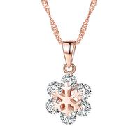 Yumilok Roségold 925 Sterling Silber Zirkonia Elegant Schneeflocke Anhänger Halskette Kette mit Anhänger für Damen Mädchen