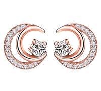 Yumilok Roségold 925 Sterling Silber Zirkonia Mond Ohrstecker Ohrringe Hypoallergen Ohrschmuck für Damen Frauen Mädchen