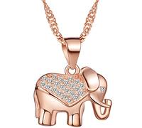 Yumilok Roségold 925 Sterling Silber Zirkonia Niedlicher Elefant Anhänger Halskette Kette mit Anhänger für Damen Mädchen Elefanten Liebhaber