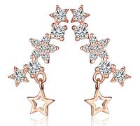 Yumilok Roségold 925 Sterling Silber Zirkonia Sterne Ohrklemme Ohrstecker Ohrhänger Ohrringe Ohrschmuck Ear Cuffs für Damen Frauen Mädchen