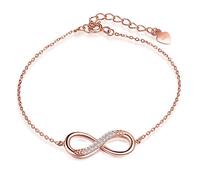 Yumilok Roségold 925 Sterling Silber Zirkonia Unendlichkeit Infinity Zeichen Charm Armband Verstellbare Armkette Armkettchen Mädchen