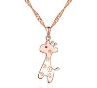 Yumilok Roségold 925 Sterling Silber Zirkonia Zierliche Giraffe Hirschkalb Anhänger Halskette Kette mit Anhänger für Damen Kinder Hirsche Liebhaber