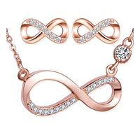 Yumilok Schmuck-Set aus Sterling-Silber 925, Roségold, Halskette, Unendlichkeitssymbol, Ohrringe, süßer Zirkonia, Schmuck für Damen und Mädchen, Geschenk zu Weihnachten und Geburtstag, kubischer