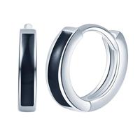 Yumilok schwarz Minimalistische Damen Ohrringe klein Creolen Ohrstecker Silber 925 Damen Für Frauen