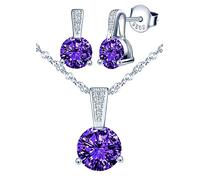 Yumilok Silber Schmuck Set für Damen Halskette & Ohrringe Set Schmuckset mit Zirkonia, Allergenfrei Schmuck Set für Frauen Mädchen