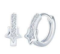 Yumilok Stern Ohrringe Zirkonia Creolen Damen Ohrringe aus 925 Sterlingsilber für Frauen Mädchen