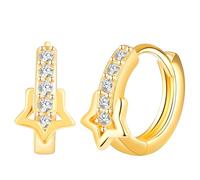 Yumilok Stern Ohrringe Zirkonia Creolen Damen Ohrringe aus 925 Sterlingsilber für Frauen Mädchen