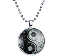 Yumilok Tai Chi Yin Yang Nachtleuchtend Anhänger Halskette Legierung Medaillon Amulett Kettenänhanger für Damen Herren, Blaues Licht