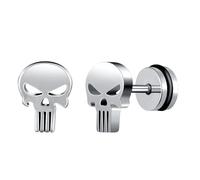 Yumilok Totenkopf Ohrstecker Edelstahl Schädel Ohrringe Herren Fake Plugs Ohr Cheater Tunnel Gauges Ohr-Piercing Silber Huggie Ohr Manschette