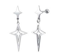 Yumilok Viereckiger Stern Ohrringe Herren Damen Ohrstecker Herren Männer Edelstahl Ohr Tunnel Ohrringe Piercing Schraube Barbell
