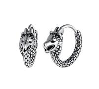 Yumilok Wolf Kopf Ohrringe Schlangen Haut Creolen Ohrringe Edelstahl Creolen Ohrringe für Herren Damen Huggie Knorpel Piercing