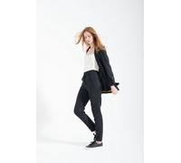 Yuna Miray taillierte, schmal geschnittene, elegante Hose aus 100% kbt Merinowolle "Cigarette" in schwarz & anthra Schwarz 42