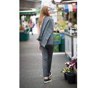 Yuna Miray taillierte, schmal geschnittene, elegante Hose aus 100% kbt Merinowolle "Cigarette" in schwarz & anthra Anthrazit 42