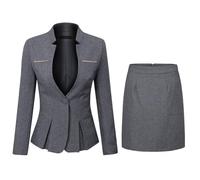 YUNCLOS Damen 2-teiliges Business-Rock-Anzug-Set, Bürodame, schmale Passform, Blazer und Rock, X-Groß