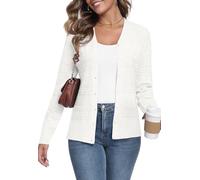 YUNDAI Damen Strickjacken Cardigan V-Ausschnitt langärmelig leicht knopfverschlossen offener Vorderteil Pullover Damentops strukturiertes Strickmuster Überzieher, 2X-Large White