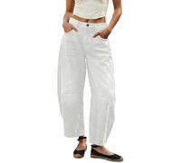 YUNFAN Barrel Jeans Damen Baggy High Waist Y2K Jeanshose Wide Leg Stretch Damenjeans Bequeme Weites Bein Jeanshosen Boyfriend Lockere Hosen Denim Pants,Casual Freizeithose mit Taschen