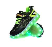 YUNICUS Jungen leuchten Turnschuhe - Kinder Jugend LED leuchten Turnschuhe Jungen Mädchen Coole blinkende Schuhe für Kleinkinder Littler Kid Big Kid (Schwarz Grün 29 EU)