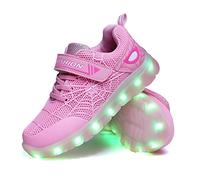YUNICUS LED Light Up Schuhe Kinder Mädchen Jungen Atmungsaktive blinkende Turnschuhe (rosa-weiß 33 EU)