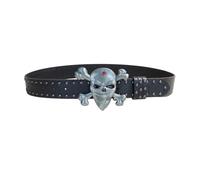 YUNNIAN Punk Anhänger Stirnband Mit Totenkopf Verschluss Verstellbares PU Leder Armband Für Damen Herren Unisex Tägliche Verwendung Gürtel Mit Skelettverschluss Punk, Gunmetal Rivets, One size