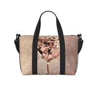 YUNWEIKEJI Rosa Rose Blume Gold Kupfer Pailletten funkelnd, Große Strandtasche, Umhängetasche, Reisetasche - Tragetasche, Handtasche mit Griffen und Riemen