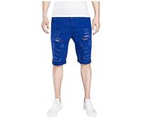 YunYoud Jeans Shorts Herren Einfarbiges zerrissen Jeans Kurze Hose Regular Fit Laufshorts mit Taschen Elastische Taille Knopfleiste Bermuda Shorts Slim fit Chino Shorts