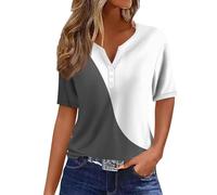 YunYoud Temu Shop Kleidung Damen Basic Shirt Damen Shirt Damen 3/4 Arm Opus Shirt Damen Damen Mode Tshirt V Ausschnitt Damen Damen Tshirt Sommer T Shirt Weiß Damen (Gray, M)