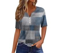 YunYoud Temu Shop Kleidung Damen Musselin Bluse Damen T Shirts Opus Shirt Damen T-Shirt Damen V Ausschnitt Pullover Damen Frühling T Shirts Damen (Royal Blue, M)