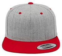 Yupoong Flexfit Unisex Kappe Classic Snapback 2-Tone, zweifarbige blanko Cap mit geradem Schirm, One Size Einheitsgröße für Männer und Frauen, Farbe heather/red