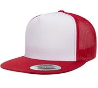 Yupoong Herren YP Classic Trucker Cap, Vorderseite weiß, Rot/Weiß/Rot, Einheitsgröße