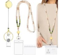 Yuqilin Kartenhalter Ausweis mit Schlüsselband, Id Card Holder, Ausweishülle mit Band, Card Sleeves Karten Halter Lanyard, Einziehbarer Schlüsselanhänger, für Krankenschwestern Doktor Student, Grün