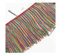 Yurosiay 10m×20cm Seide Fransen Quaste Fransenborte Lang Quastenbesatz Schnittfransen zum Nähen Tanzfransen Fransenband Lateinischer Fransen Fransenbordüre für DIY Basteln Kleidung Regenbogen