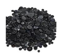 Yurosiay Bunt Knöpfe Set 600 Stück Harz Bastelknöpfe 2/4 Löcher Rund Kunststoff Knöpfe Kinderknöpfe Gemischte Größen Plastikknöpfe DIY Knöpfe zum Basteln Nähen Painting Geschenk Deko Schwarz